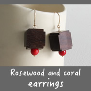 rosewood and coral earrings